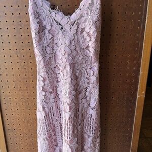 Capricho Mauve Lace Overlay Adjustable Spaghetti Strap Mini Dress Size Small